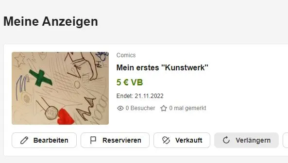 Hand-drawn artwork listed on eBay
