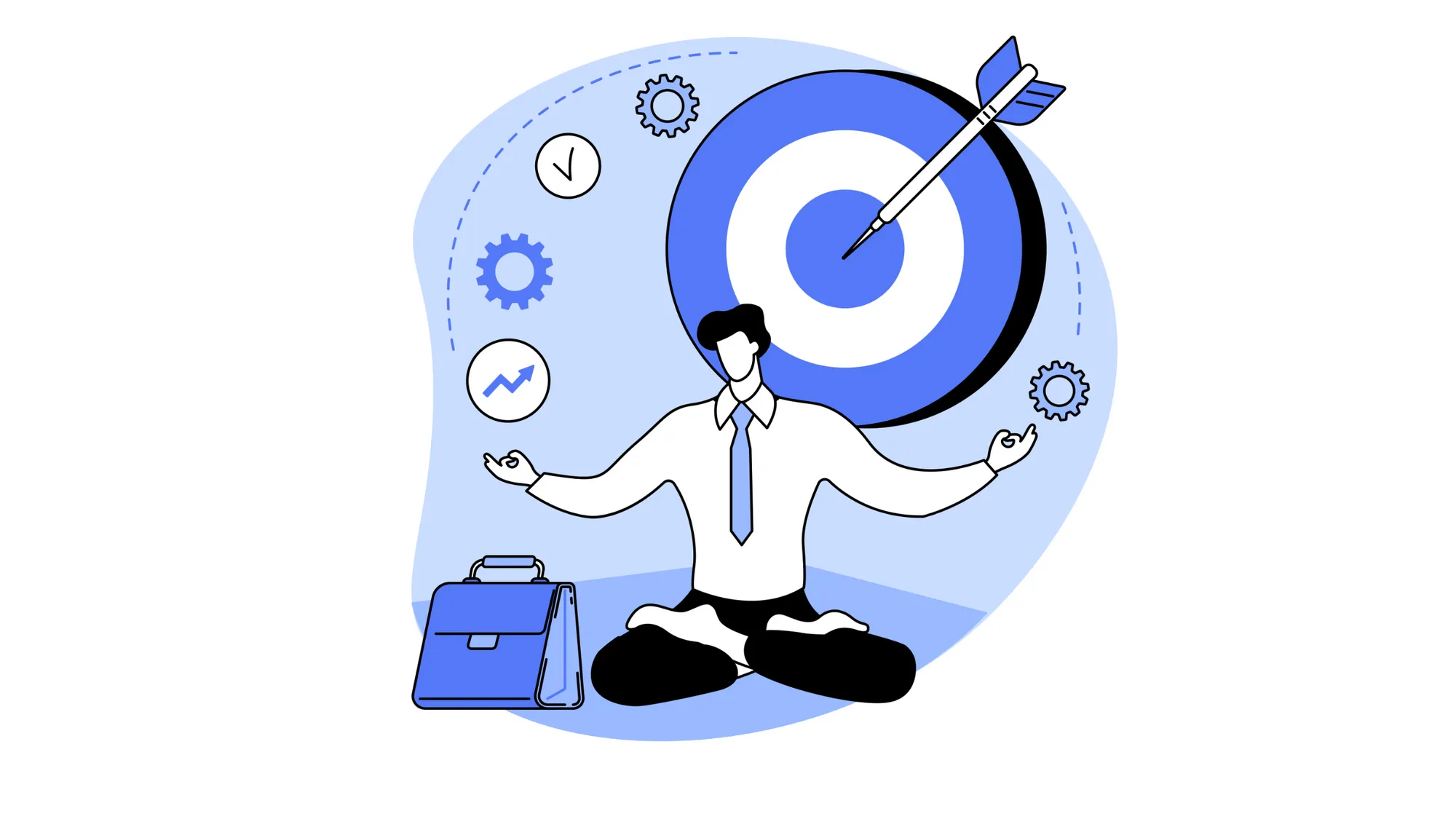 Illustration of a person standing on a target with a briefcase