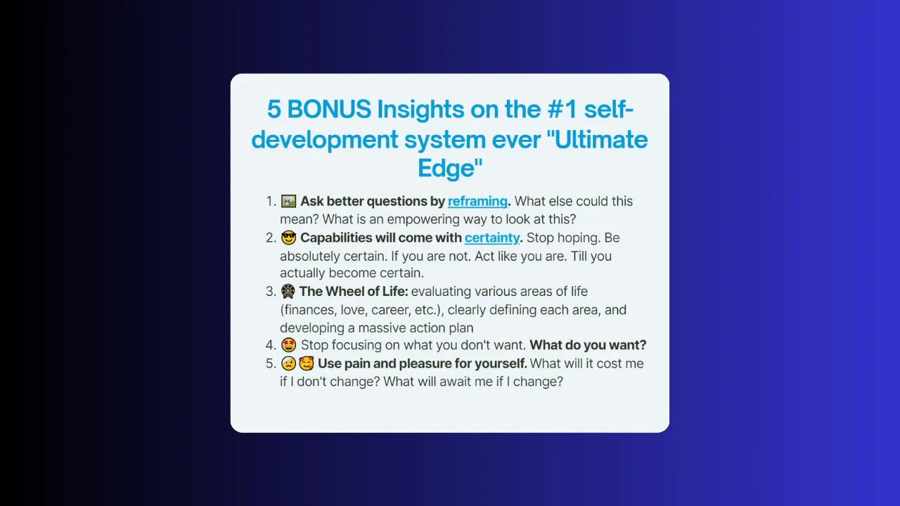Picture of the 5 Bonus insights from the Tony Robbins Audio Program the Ultimate Edge 