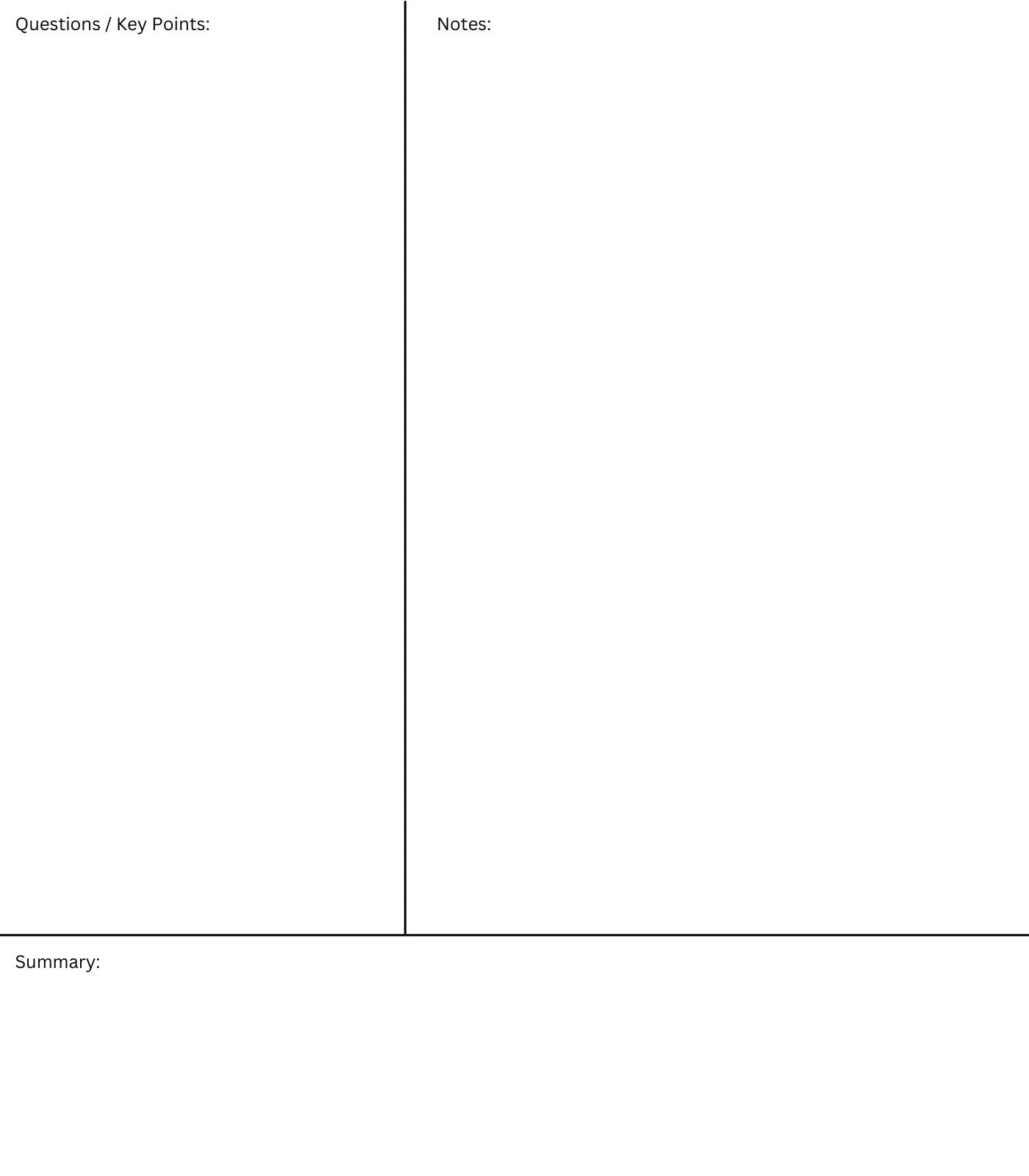 Cornell Method Template