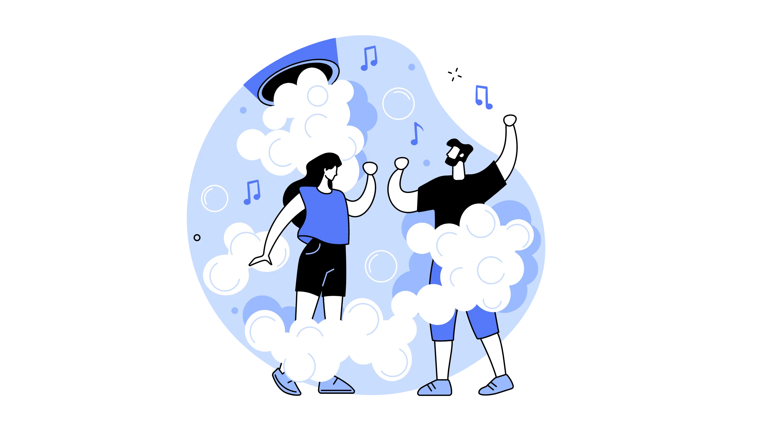 Motivational seminar illustration with a speaker and audience