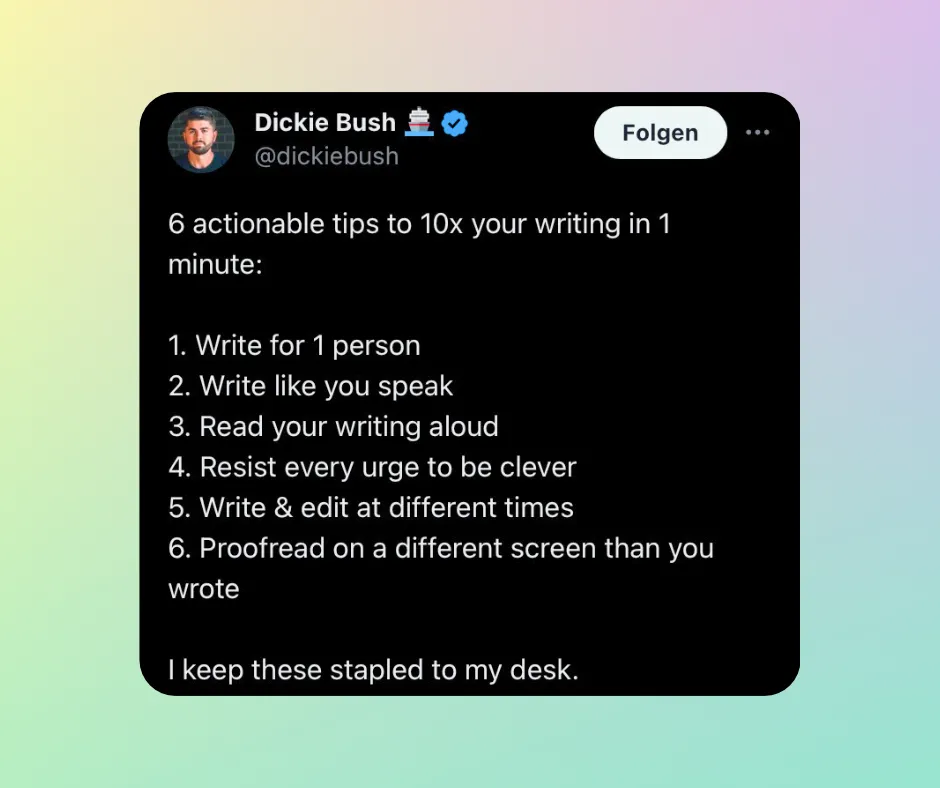 Tweet on improving your writing