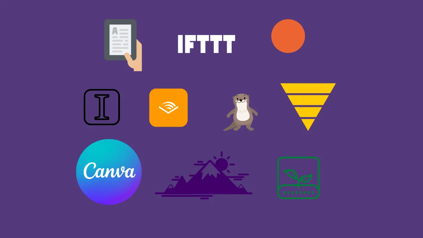 Purple app automation graphic with tool logos