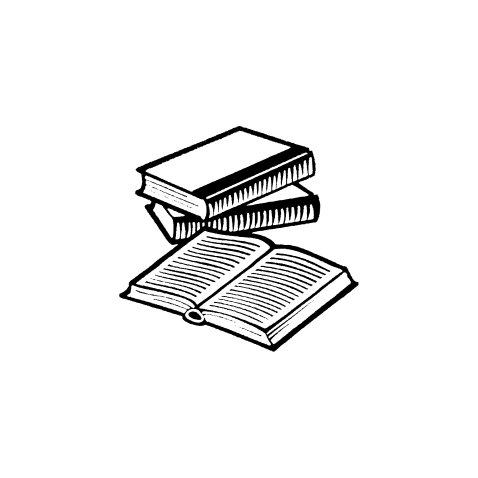Stacked books and an open notebook line icon