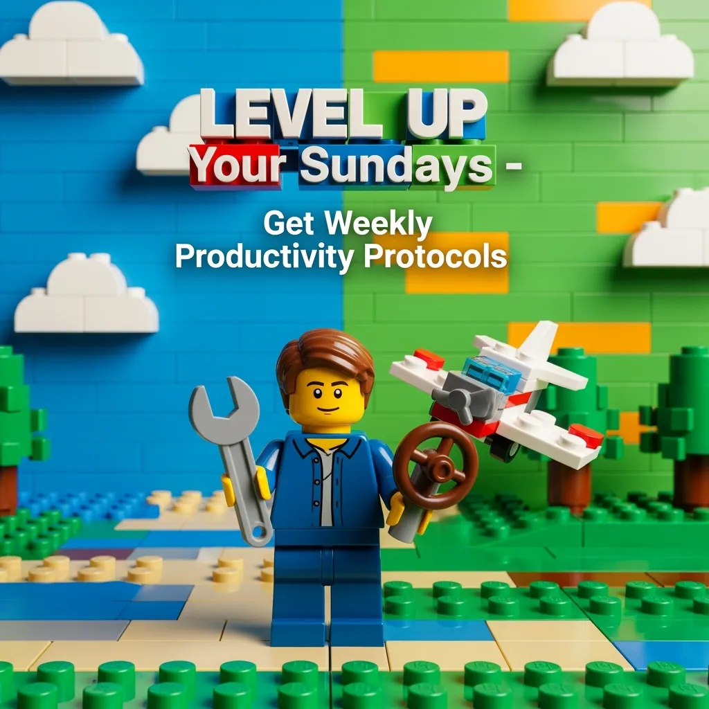 LEGO-style Level Up Your Sundays productivity graphic