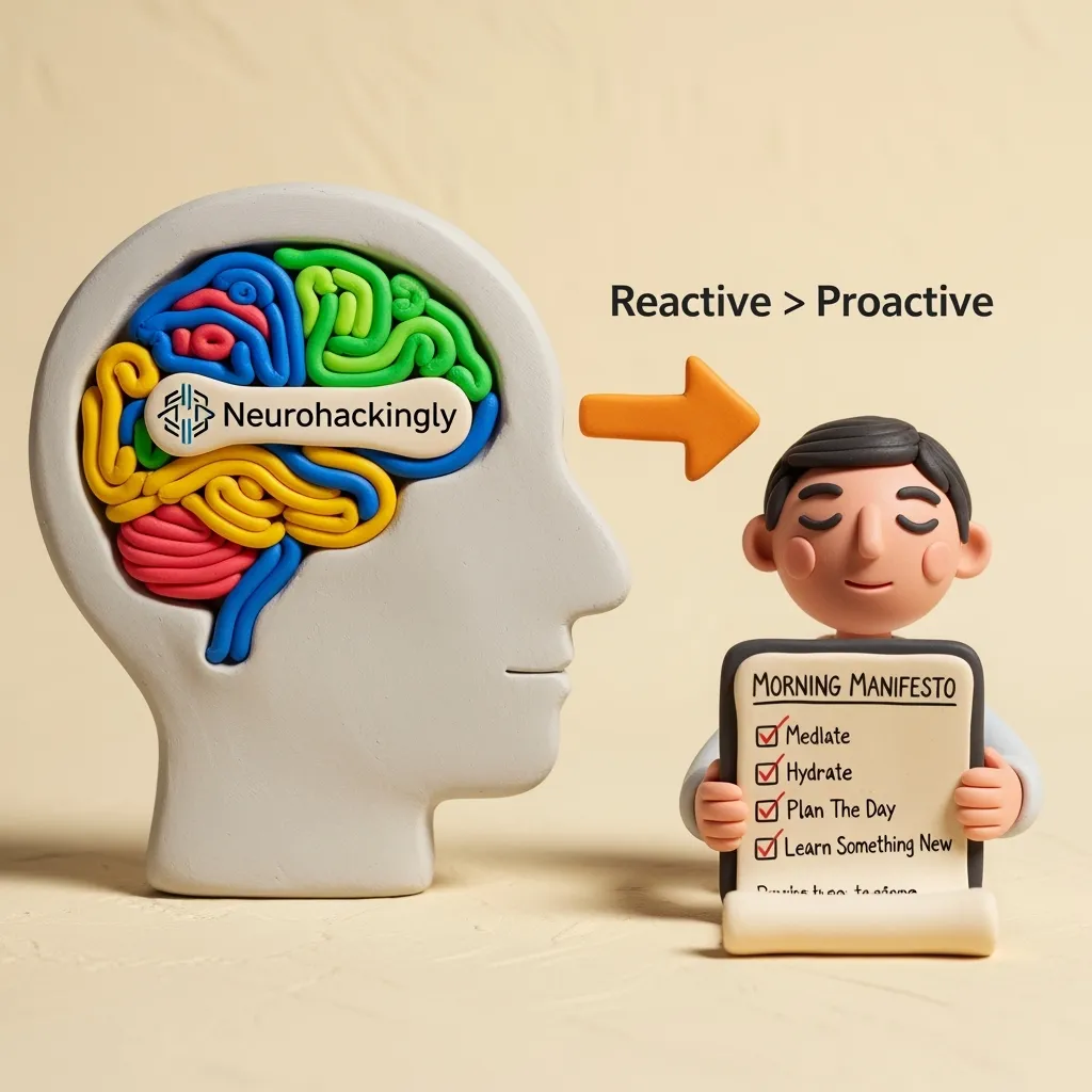 Illustration of a head moving from reactive to proactive thinking