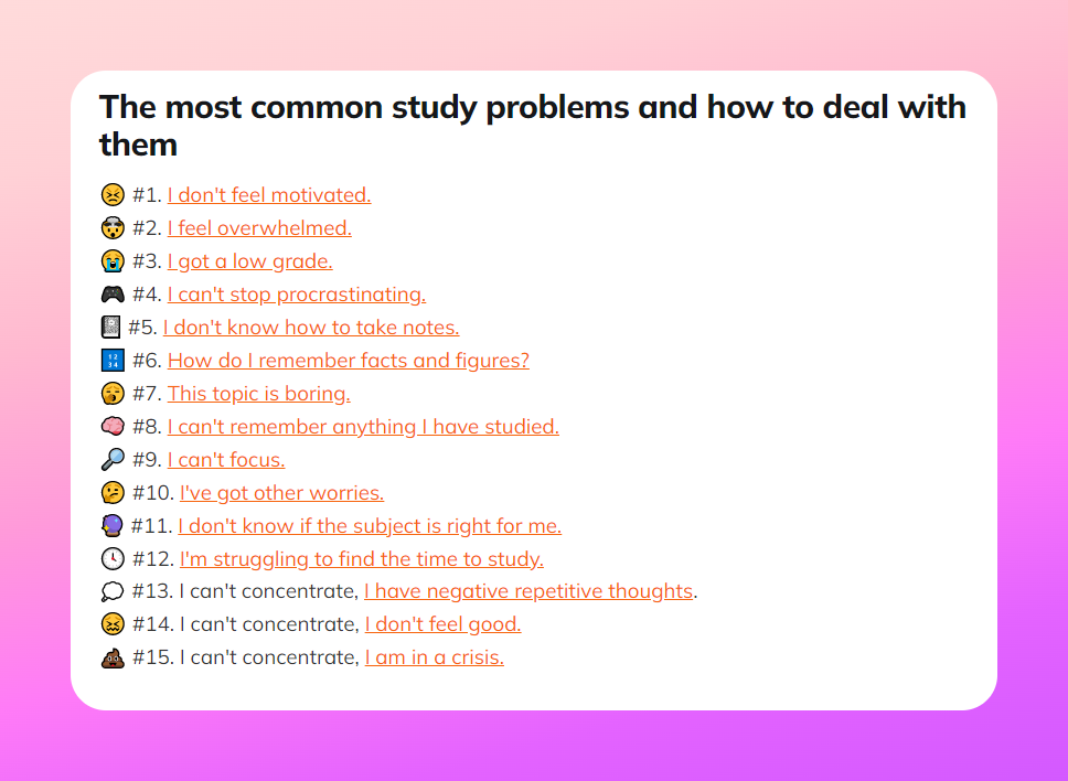 the 15 most common study problems and how to solve them 