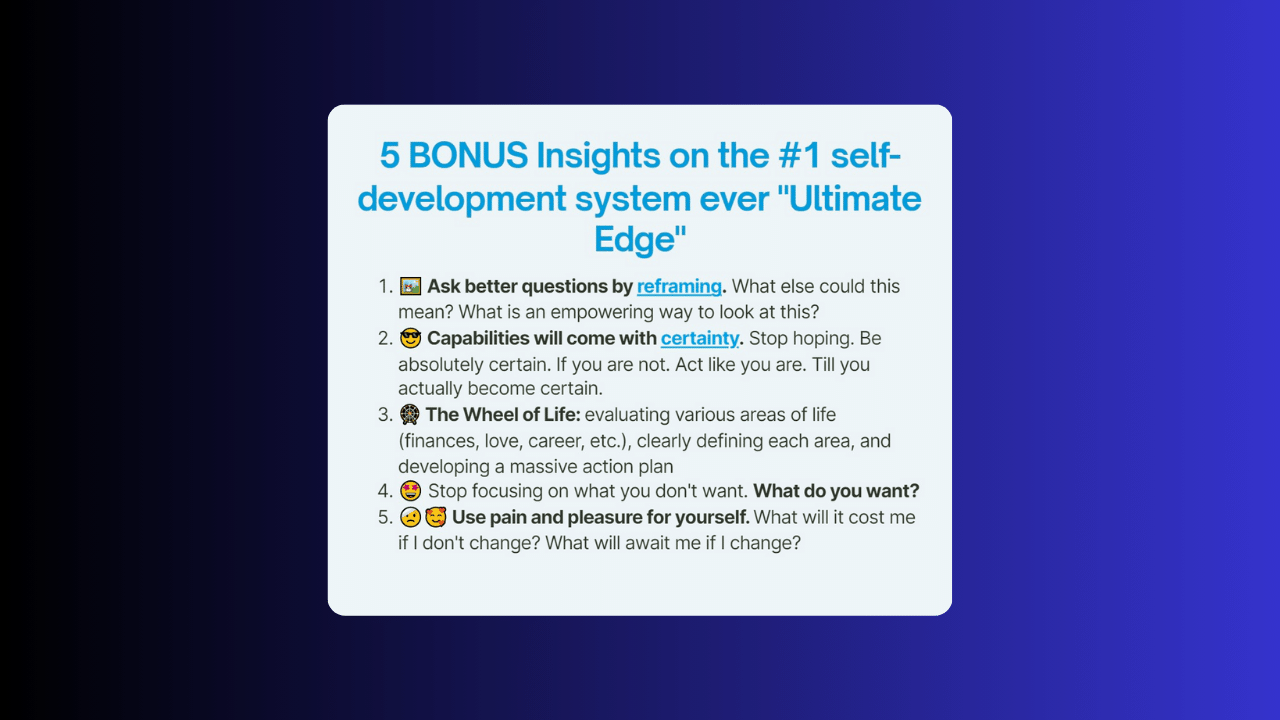 Picture of the 5 Bonus insights from the Tony Robbins Audio Program the Ultimate Edge 