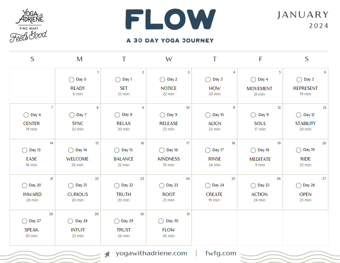30 Day Yoga Journey Content Calendar