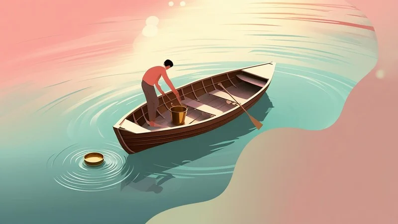 Illustration of a sinking boat metaphor for overwhelming admin tasks hindering productivity and deep focus in daily work