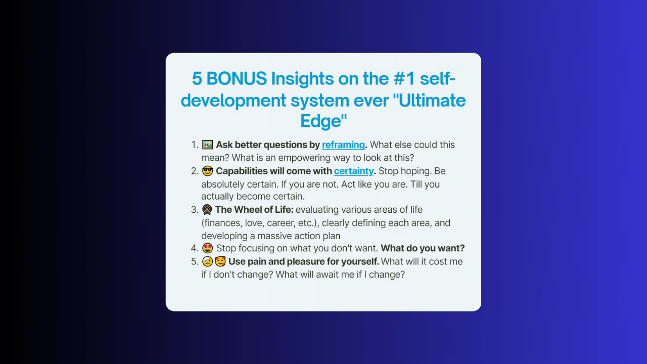 Picture of the 5 Bonus insights from the Tony Robbins Audio Program the Ultimate Edge